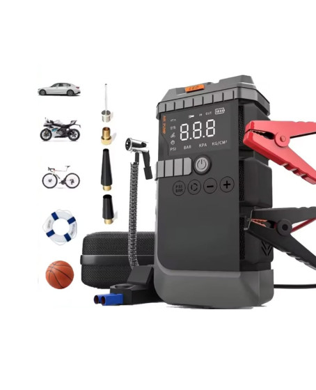 Taşınabilir Araç Çalıştırma Jump Starter Hava Pompası Dijital Basınç Göstergeli Güç Bankası Taşınabilir Araç Çalıştırma Jump Starter Hava Pompası Dijital Basınç Göstergeli Güç Bankası