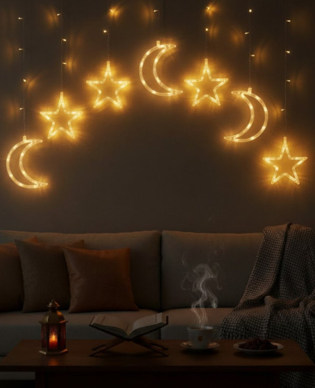 Büyük Ay Yıldız Ramazan Led Işık Dekoratif Işıklı Süs Büyük Ay Yıldız Ramazan Led Işık Dekoratif Işıklı Süs