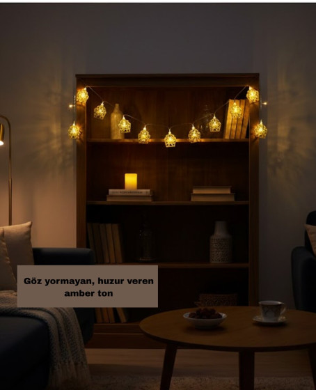 Dekoratif Ramazan LED Işık Pilli Cami Tasarımlı Zincir Aydınlatma