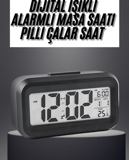 Gece Dijital Masa Saati Dijital Alarmlı Led Ekran Pilli Çalar Saat Gece Dijital Masa Saati Dijital Alarmlı Led Ekran Pilli Çalar Saat