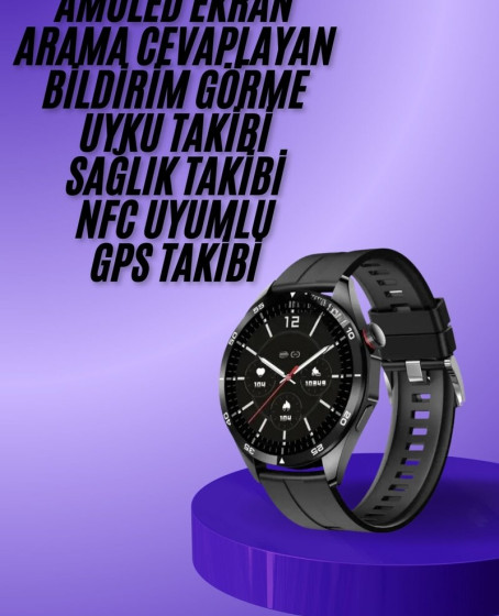 Amoled Ekran 3 Kordonlu Akıllı Saat 5.0 Bluetooth Bağlantılı Android ve İOS Uyumlu