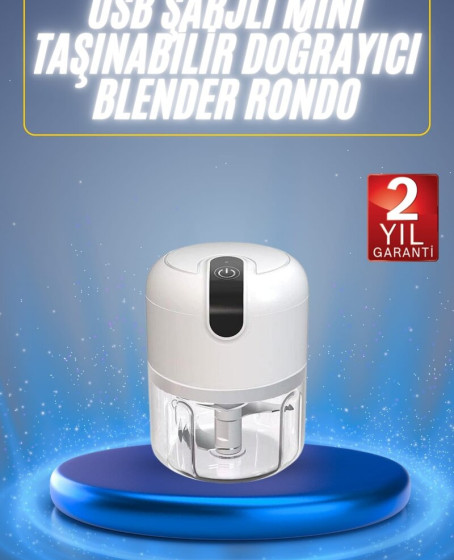 Mini El Rondosu Şarjlı Doğrayıcı Taşınabilir Rondo Blender 250 ML