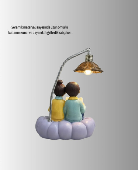 Romantik Çift Figürlü Okuyan Çift Masa Lambası Dekoratif LED Aydınlatma Romantik Çift Figürlü Okuyan Çift Masa Lambası Dekoratif LED Aydınlatma