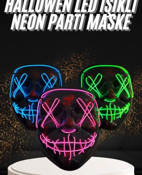 Hallowen Parti Maskesi Neon Led Işıklı Maske 3 Modlu Cadılar Bayramı Maskesi Hallowen Parti Maskesi Neon Led Işıklı Maske 3 Modlu Cadılar Bayramı Maskesi