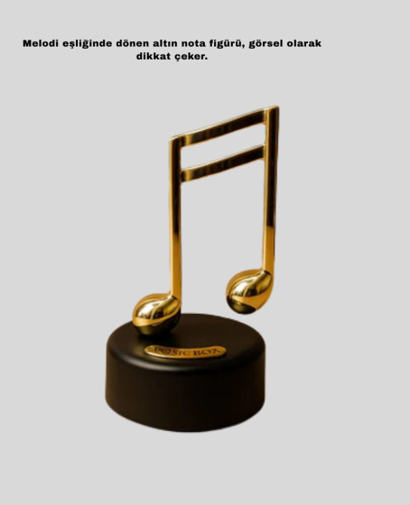 Dönen Nota Figürlü Müzik Box Işıltılı Dekoratif Tasarım