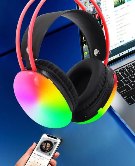 Kulak Üstü Kablosuz Bluetooth Kulaklık Unısex Renkli Işıklı Kulaklık