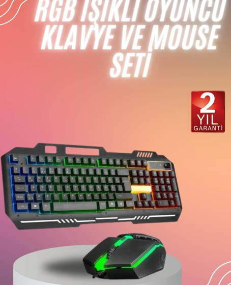 RGB Işıklı Gaming Oyuncu Klavye Q Klavye Mouse Hediyeli RGB Işıklı Gaming Oyuncu Klavye Q Klavye Mouse Hediyeli