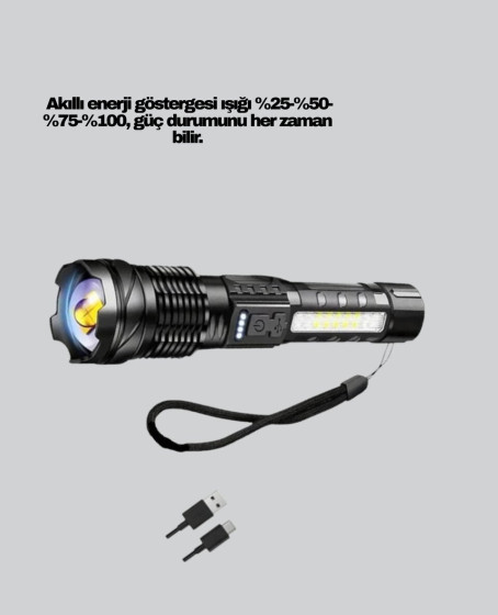 Güçlü LED El Feneri Şarj Edilebilir Çok Modlu