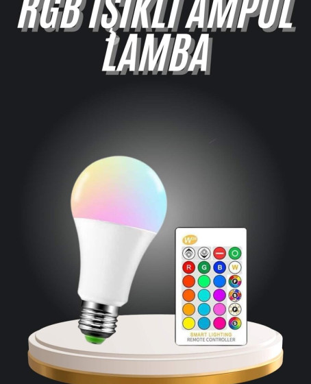 Ambiyans Aydınlatma RGB Led Lamba Kumandalı Renk Değiştirebilen Ambiyans Aydınlatma RGB Led Lamba Kumandalı Renk Değiştirebilen