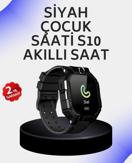 S10 Akıllı Çocuk Saati Siyah Tasarım Adımsayar ve Alarm Fonksiyonu S10 Akıllı Çocuk Saati Siyah Tasarım Adımsayar ve Alarm Fonksiyonu