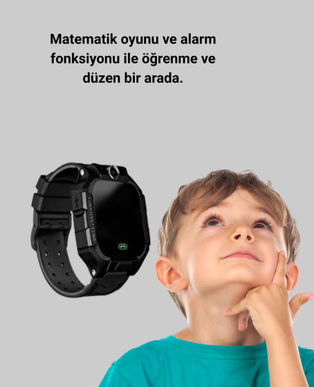 S10 Siyah Akıllı Çocuk Saati Konum Takip ve Güvenlik Özellikli