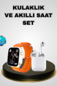 Akıllı Saat ve Kablosuz Kulaklık iOS Android Uyumlu Teknoloji Seti Akıllı Saat ve Kablosuz Kulaklık iOS Android Uyumlu Teknoloji Seti