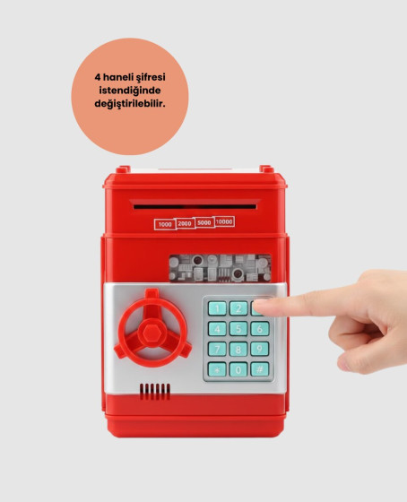 ATM Görünümlü Kırmızı Elektronik Şifreli Kumbara ATM Görünümlü Kırmızı Elektronik Şifreli Kumbara