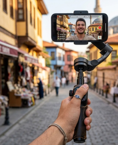 Telefon Gimbal Stabilizer Video Sabitleyici Vlog Çekim Aparatı Telefon Gimbal Stabilizer Video Sabitleyici Vlog Çekim Aparatı