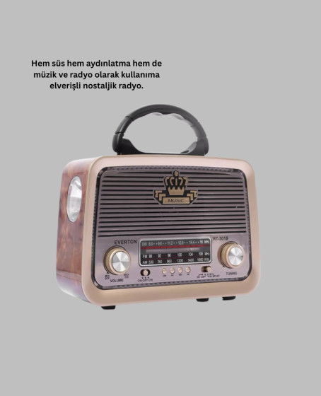 Taşınabilir Nostalji Radyo Bluetooth USB AUX Girişli