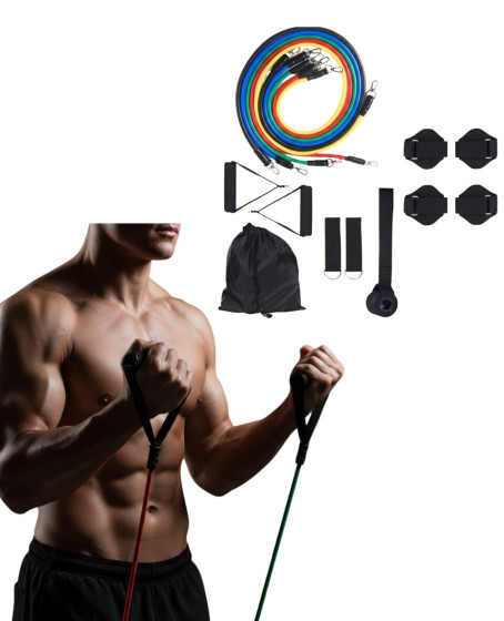 Direnç Seviyeli Pilates ve Fitness Egzersiz Bandı Seti Kapı Askılı