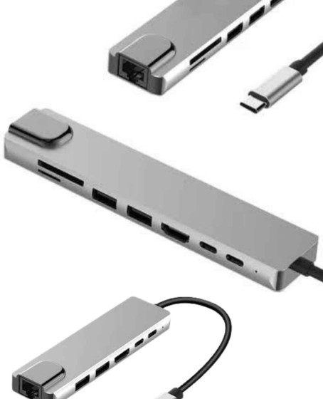 8 Portlu Macbook Çevirici Type C Hub  SD TF USB Çoğaltıcı Ethernet