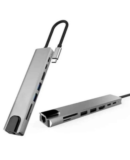 8 Portlu Macbook Çevirici Type C Hub  SD TF USB Çoğaltıcı Ethernet