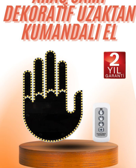 Kumandalı El Led Araba İçi 4 Farklı Mod El Orta Parmak Led
