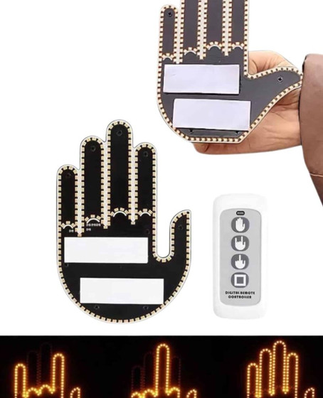 Kumandalı El Led Araba İçi 4 Farklı Mod El Orta Parmak Led