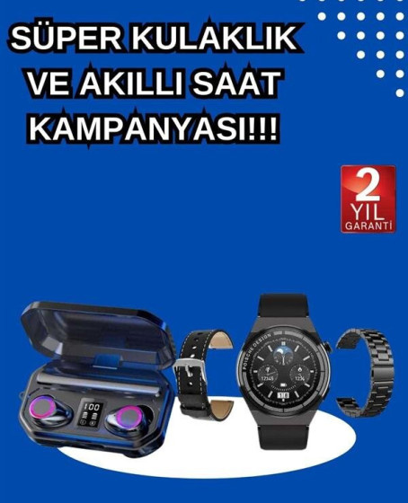Yeni Nesil Kampanyası Bluetooth Bağlantılı Akıllı Saat ve Kablosuz Kulaklık Dijital Göstergeli Yeni Nesil Kampanyası Bluetooth Bağlantılı Akıllı Saat ve Kablosuz Kulaklık Dijital Göstergeli