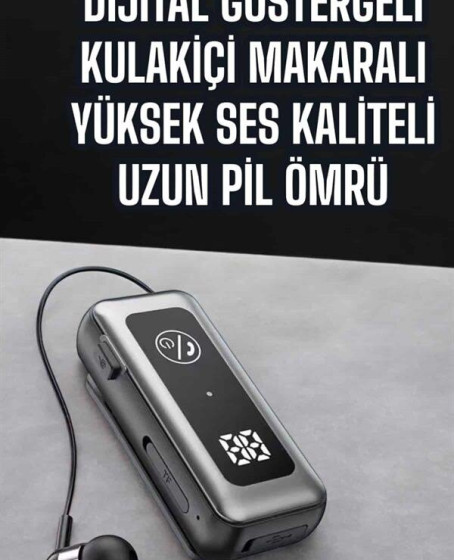Kablolu Makaralı Bluetooth Kulaklık Uzun Pil Ömrü Dijital Göstergeli Kablolu Makaralı Bluetooth Kulaklık Uzun Pil Ömrü Dijital Göstergeli