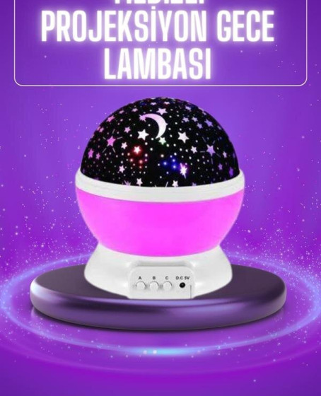 Yıldız Görünümlü Gece Lambası Renkli Masa Lambası Gökyüzü Projeksiyon
