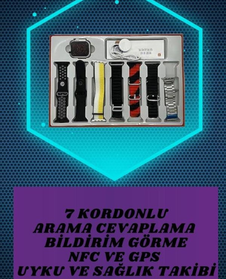 7 Kordonlu Akıllı Saat Ve Yeni Nesil Kulaklık Dokunmatik Ekran Android ve İOS Uyumlu 7 Kordonlu Akıllı Saat Ve Yeni Nesil Kulaklık Dokunmatik Ekran Android ve İOS Uyumlu