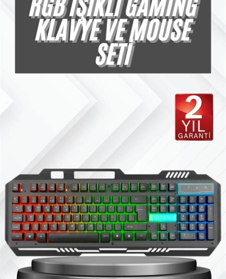 Işıklı Oyuncu Q Klavye Mouse Seti Siyah Gaming Oyuncu Klavye
