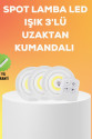 Çok Amaçlı Kullanım İçin Kablosuz Yapışkanlı 3 Lü Uzaktan Kumandalı Led Spot Lamba