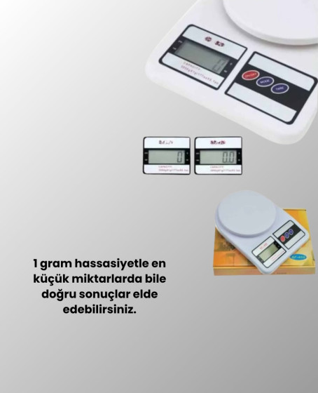 Dijital Mutfak Terazisi 10kg Kapasiteli 1g Hassasiyetli