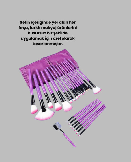 Fondöten, Allık ve Far Uygulamalarına Uygun 12 Parça Makyaj Fırça Takımı Ergonomik Saplı