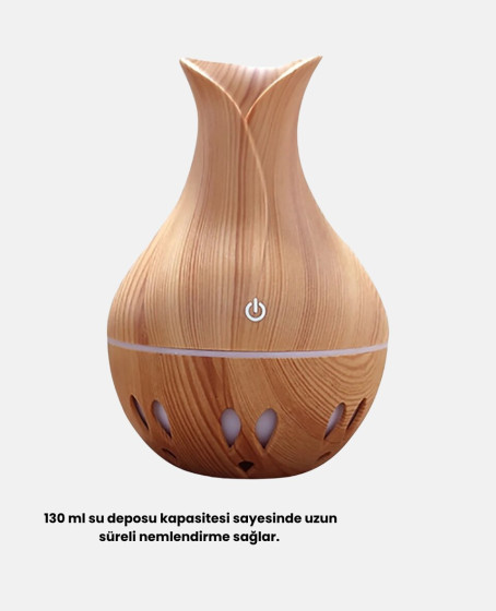 Ahşap Desenli 130 ml Aromaterapi Difüzör Sessiz ve USB Bağlantılı Ahşap Desenli 130 ml Aromaterapi Difüzör Sessiz ve USB Bağlantılı