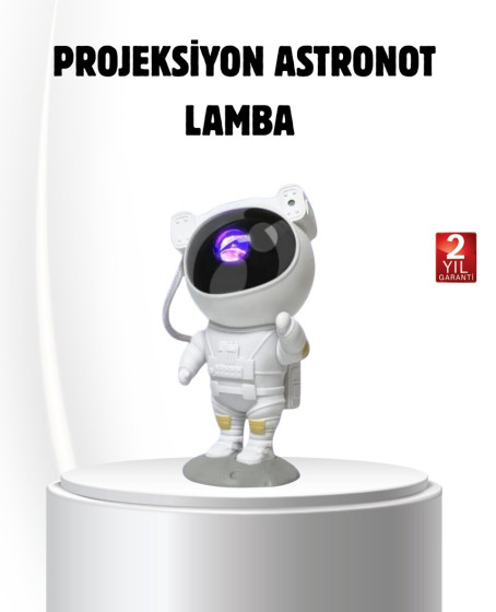 Bluetooth Müzikli Astronot Projeksiyon Lambası Yıldız ve Ay Efektli