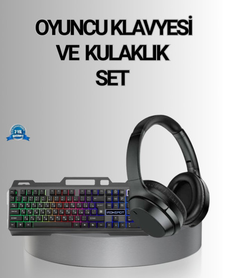 Işıklı Oyuncu Klavye Mouse ve Bluetooth Kulaklık Seti Türkçe Q USB Işıklı Oyuncu Klavye Mouse ve Bluetooth Kulaklık Seti Türkçe Q USB