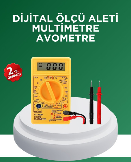 Dijital Multimetre Ölçü Aleti AC DC Ölçüm ve LCD Ekranlı
