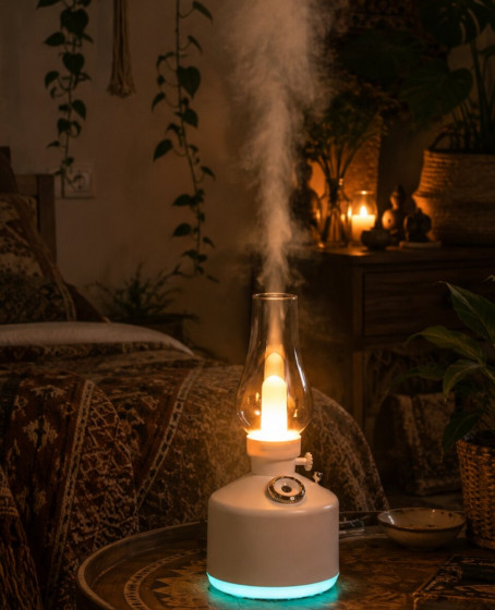 LED Işıklı Vintage Hava Nemlendirici Aromaterapi Difüzörü USB Şarjlı