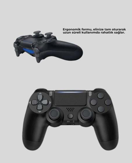 Kablosuz PS4 Oyun Kolu Çift Motor Titreşimli Uzun Bataryalı