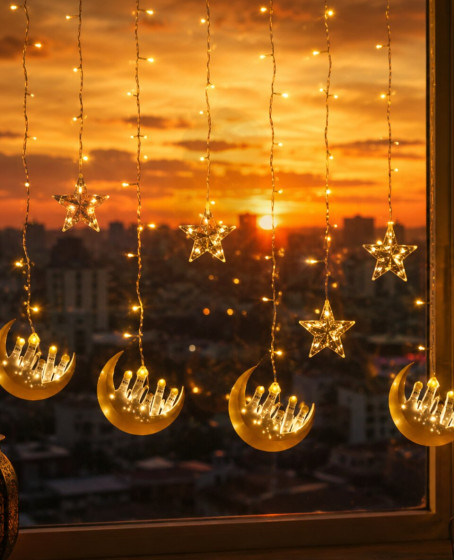 Ramazan Temalı LED Işık Hilal ve Yıldız Figürlü Dekor Lambası Ramazan Temalı LED Işık Hilal ve Yıldız Figürlü Dekor Lambası