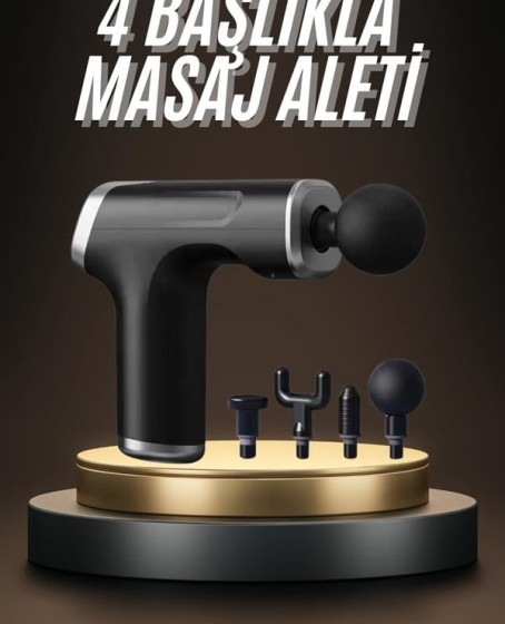 Taşınabilir Şarjlı Masaj Tabancası 4 Başlıklı Kas Rahatlatıcı Masaj Aleti Taşınabilir Şarjlı Masaj Tabancası 4 Başlıklı Kas Rahatlatıcı Masaj Aleti