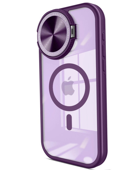 İphone 15 Pro Max Kılıf Teleskop Lens Magsafe Silikon Kapak - Derin Mor