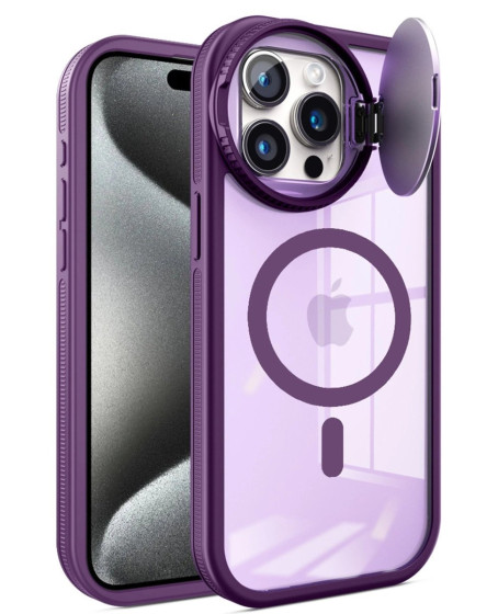 İphone 15 Pro Max Kılıf Teleskop Lens Magsafe Silikon Kapak - Derin Mor
