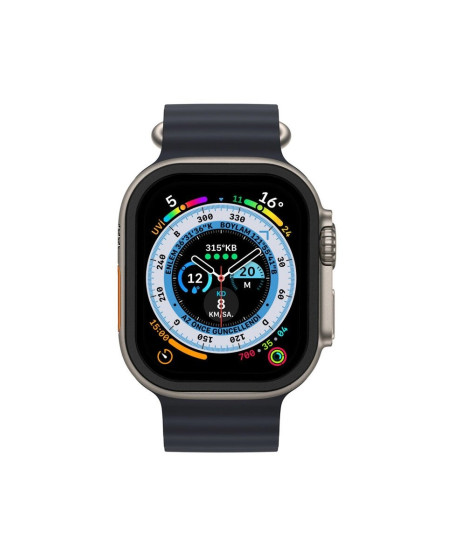 Apple Watch Ultra 49mm Alüminyum Kasa Cam Ekran Koruyucu - Siyah