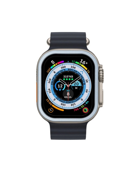 Apple Watch Ultra 49mm Alüminyum Kasa Cam Ekran Koruyucu - Mavi