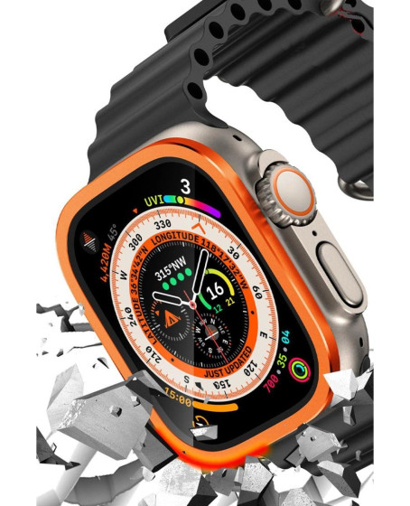 Apple Watch Ultra 49mm Alüminyum Kasa Cam Ekran Koruyucu - Turuncu