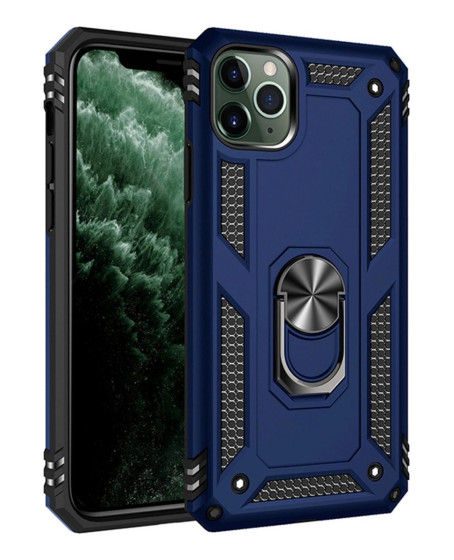 İphone 11 Pro Max Kılıf Sofya Yüzüklü Silikon Kapak - Lacivert