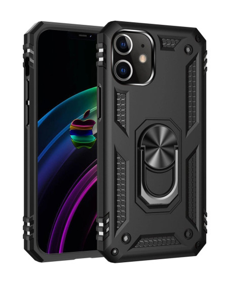 İphone 12 Mini Kılıf Sofya Yüzüklü Silikon Kapak - Siyah