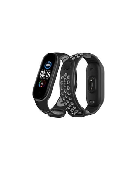 Xiaomi Mi Band 6 Spor Delikli Kordon - Siyah-gri