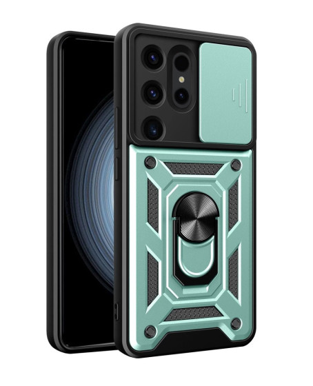 Samsung Galaxy S24 Ultra Kılıf Pars Lens Yüzüklü Silikon - Yeşil