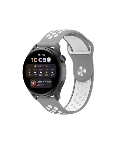 Watch 20mm Spor Delikli Kordon (saat Değildir) - Gri-beyaz Watch 20mm Spor Delikli Kordon (saat Değildir) - Gri-beyaz